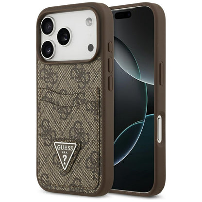 Puzdro pre Apple iPhone 17 Pro, Guess, 4G Double Card Triangle, Hnedá