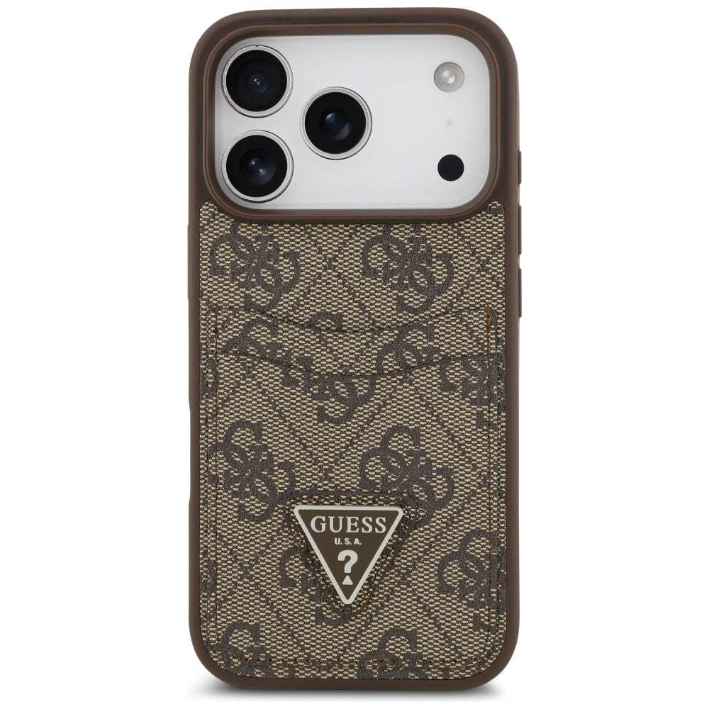 Puzdro pre Apple iPhone 17 Pro, Guess, 4G Double Card Triangle, Hnedá