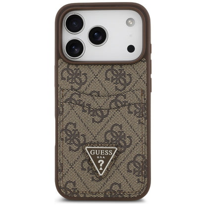 Puzdro pre Apple iPhone 17 Pro, Guess, 4G Double Card Triangle, Hnedá