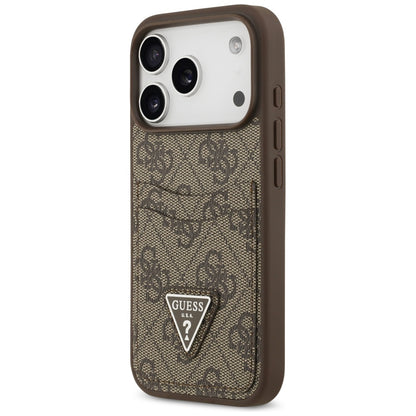 Puzdro pre Apple iPhone 17 Pro, Guess, 4G Double Card Triangle, Hnedá