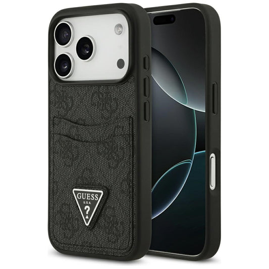 Puzdro pre Apple iPhone 17 Pro, Guess, 4G Double Card Triangle, Čierne