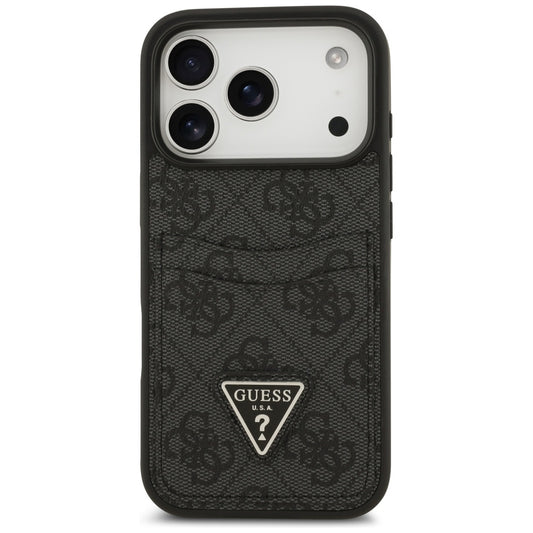 Puzdro pre Apple iPhone 17 Pro, Guess, 4G Double Card Triangle, Čierne