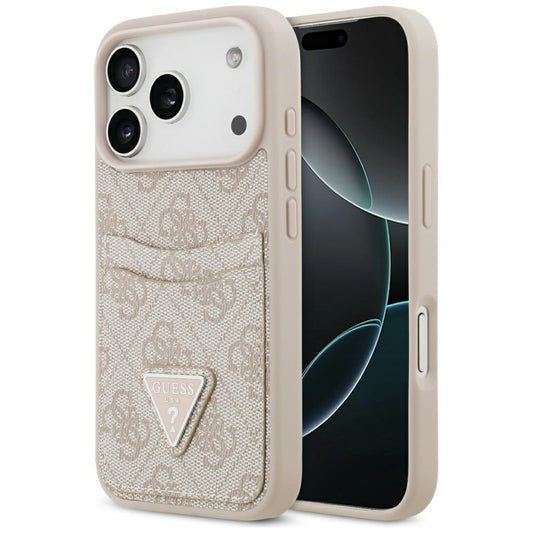 Puzdro pre Apple iPhone 17 Pro, Guess, 4G Double Card Triangle, Ružové