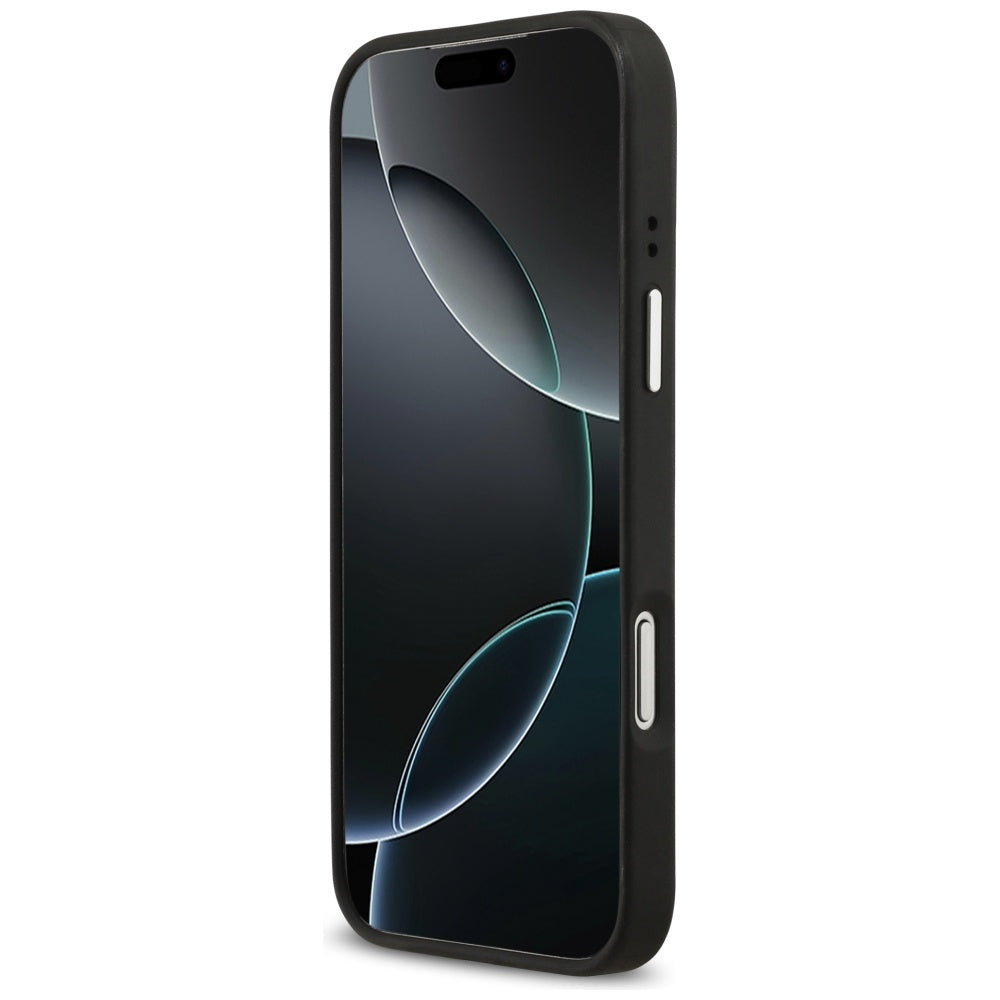 Puzdro pre Apple iPhone 17 Pro, Guess, 4G Grained Big and Classic Logo, Čierno Strieborné