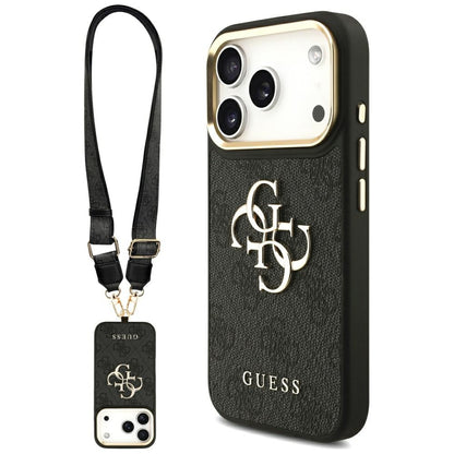 Puzdro pre Apple iPhone 17 Pro, Guess, Big 4G Classic Logo with Big Strap, Čierne