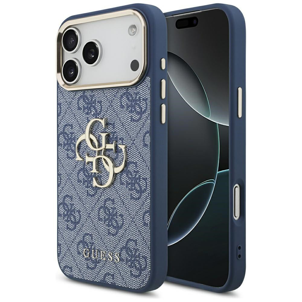 Puzdro pre Apple iPhone 17 Pro, Guess, Big 4G Logo Classic, Zlatomodrá