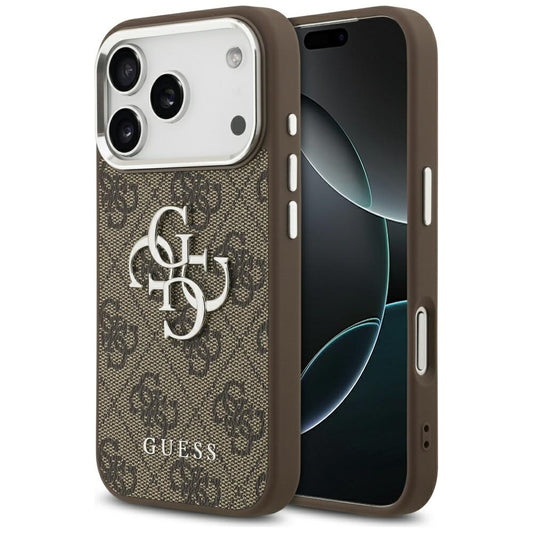 Puzdro pre Apple iPhone 17 Pro, Guess, Big 4G Logo Classic, Hnedo Strieborné