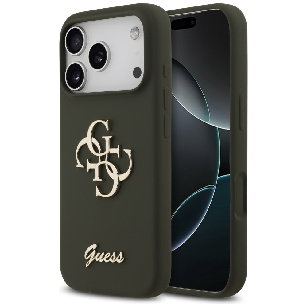 Puzdro pre Apple iPhone 17 Pro, Guess, Big 4G Script, Kaki