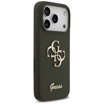 Puzdro pre Apple iPhone 17 Pro, Guess, Big 4G Script, Kaki