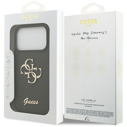 Puzdro pre Apple iPhone 17 Pro, Guess, Big 4G Script, Kaki