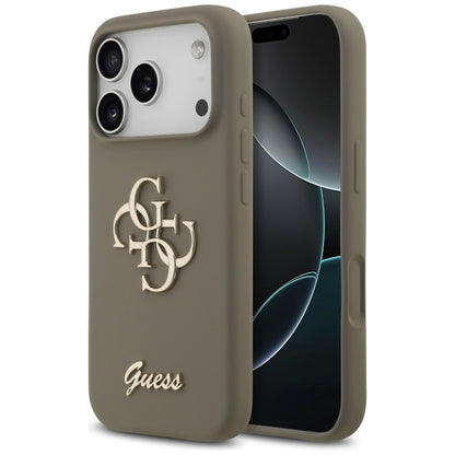 Puzdro pre Apple iPhone 17 Pro, Guess, Big 4G Script, Hnedé