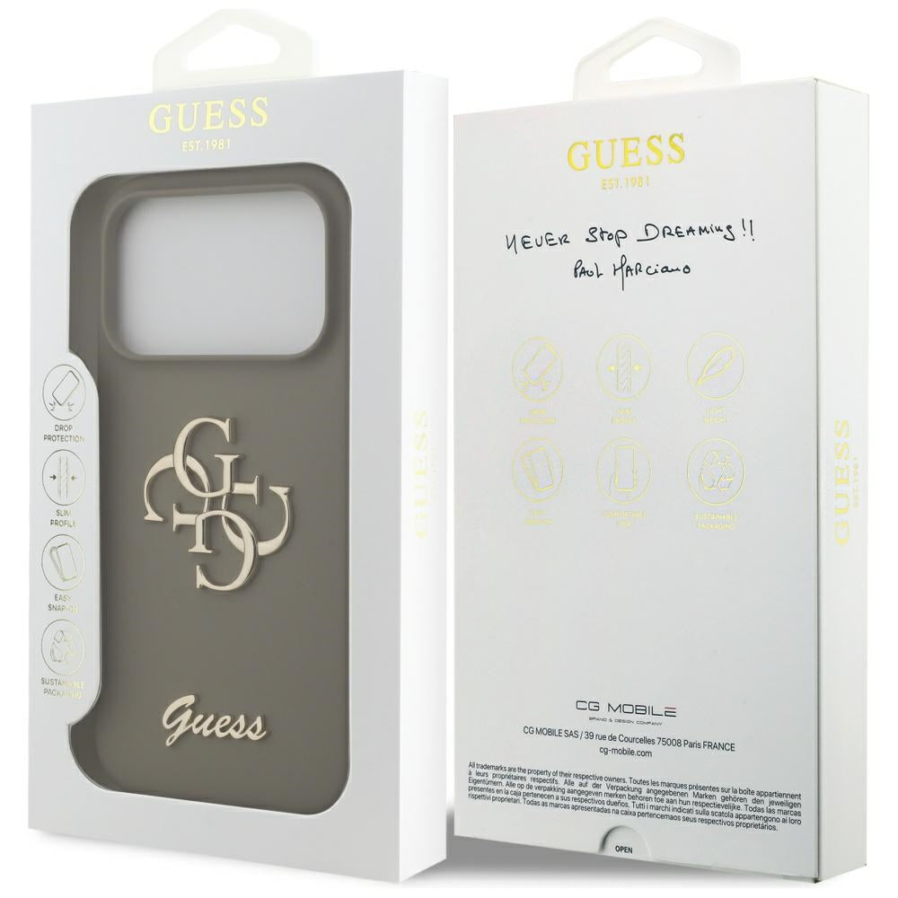 Puzdro pre Apple iPhone 17 Pro, Guess, Big 4G Script, Hnedé