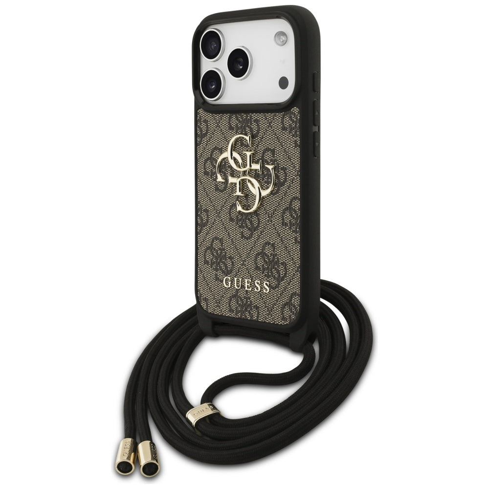 Puzdro pre Apple iPhone 17 Pro, Guess, Crossbody Cord 4G Big Log, Hnedá
