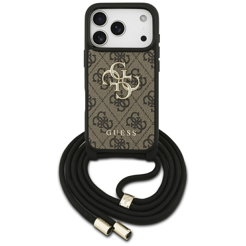 Puzdro pre Apple iPhone 17 Pro, Guess, Crossbody Cord 4G Big Log, Hnedá