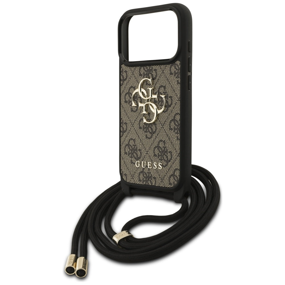Puzdro pre Apple iPhone 17 Pro, Guess, Crossbody Cord 4G Big Log, Hnedá