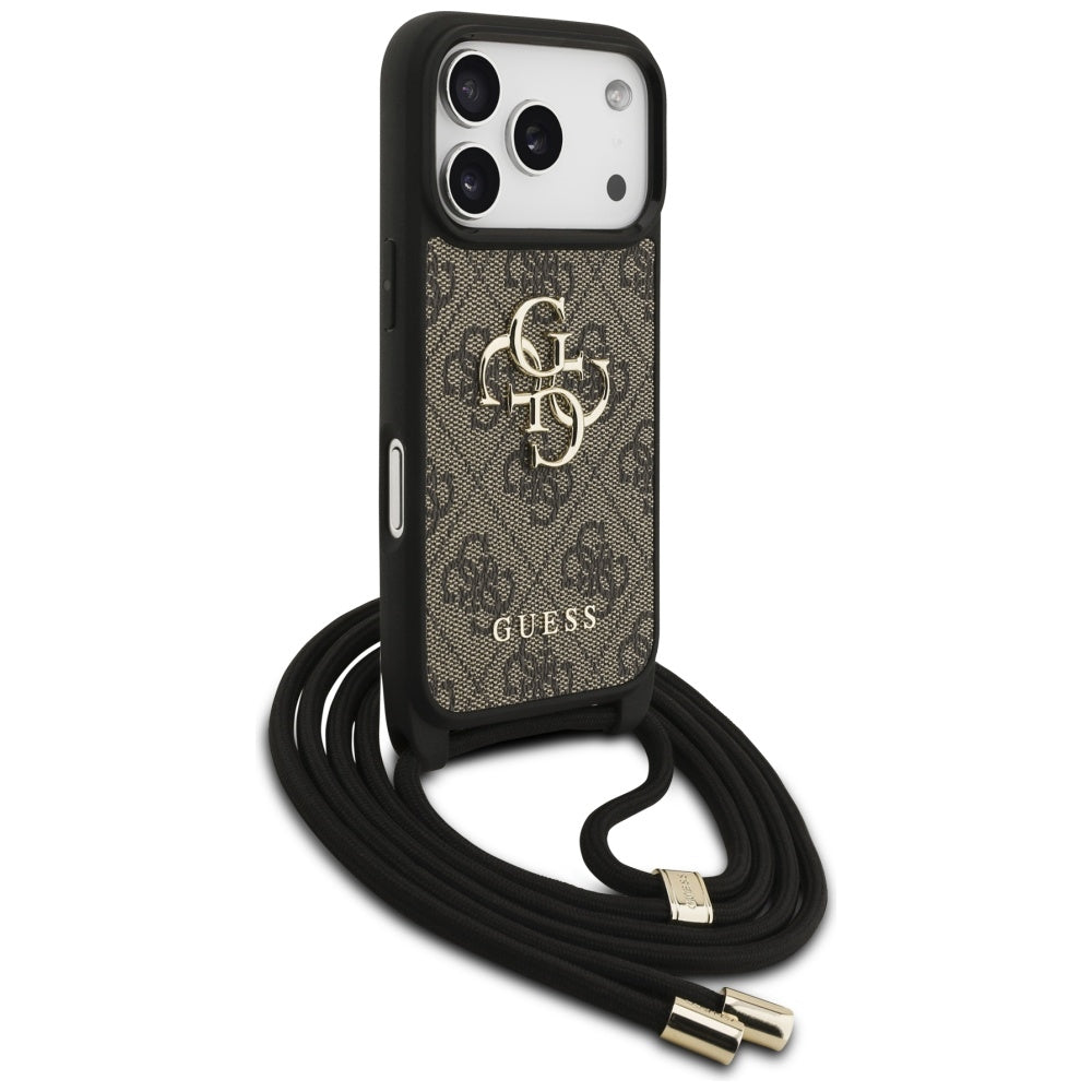 Puzdro pre Apple iPhone 17 Pro, Guess, Crossbody Cord 4G Big Log, Hnedá