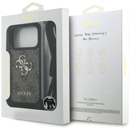 Puzdro pre Apple iPhone 17 Pro, Guess, Crossbody Cord 4G Big Log, Hnedá