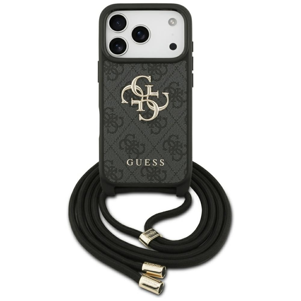 Puzdro pre Apple iPhone 17 Pro, Guess, Crossbody Cord 4G Big Log, Čierne
