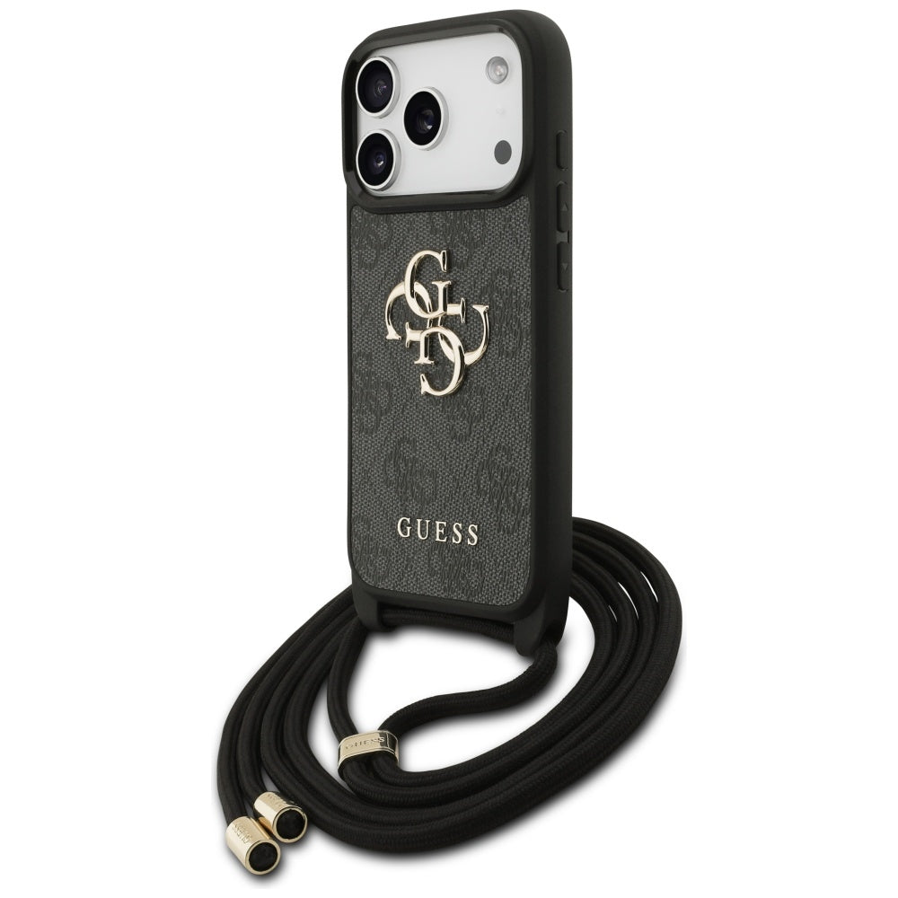Puzdro pre Apple iPhone 17 Pro, Guess, Crossbody Cord 4G Big Log, Čierne