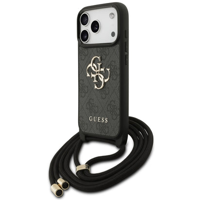 Puzdro pre Apple iPhone 17 Pro, Guess, Crossbody Cord 4G Big Log, Čierne
