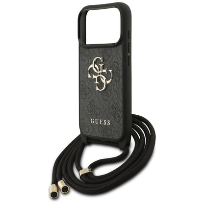 Puzdro pre Apple iPhone 17 Pro, Guess, Crossbody Cord 4G Big Log, Čierne