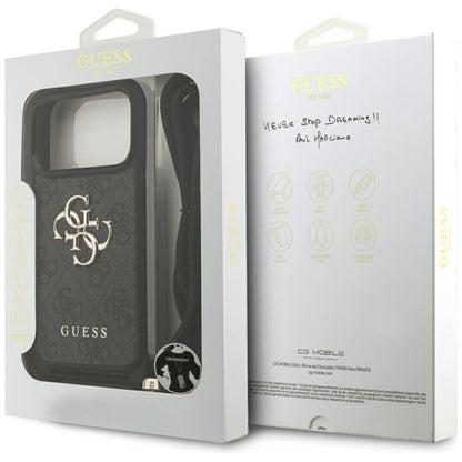 Puzdro pre Apple iPhone 17 Pro, Guess, Crossbody Cord 4G Big Log, Čierne