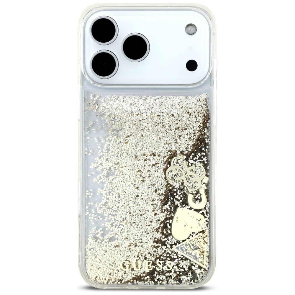 Puzdro pre Apple iPhone 17 Pro, Guess, Liquid Glitter Charms, Zlaté
