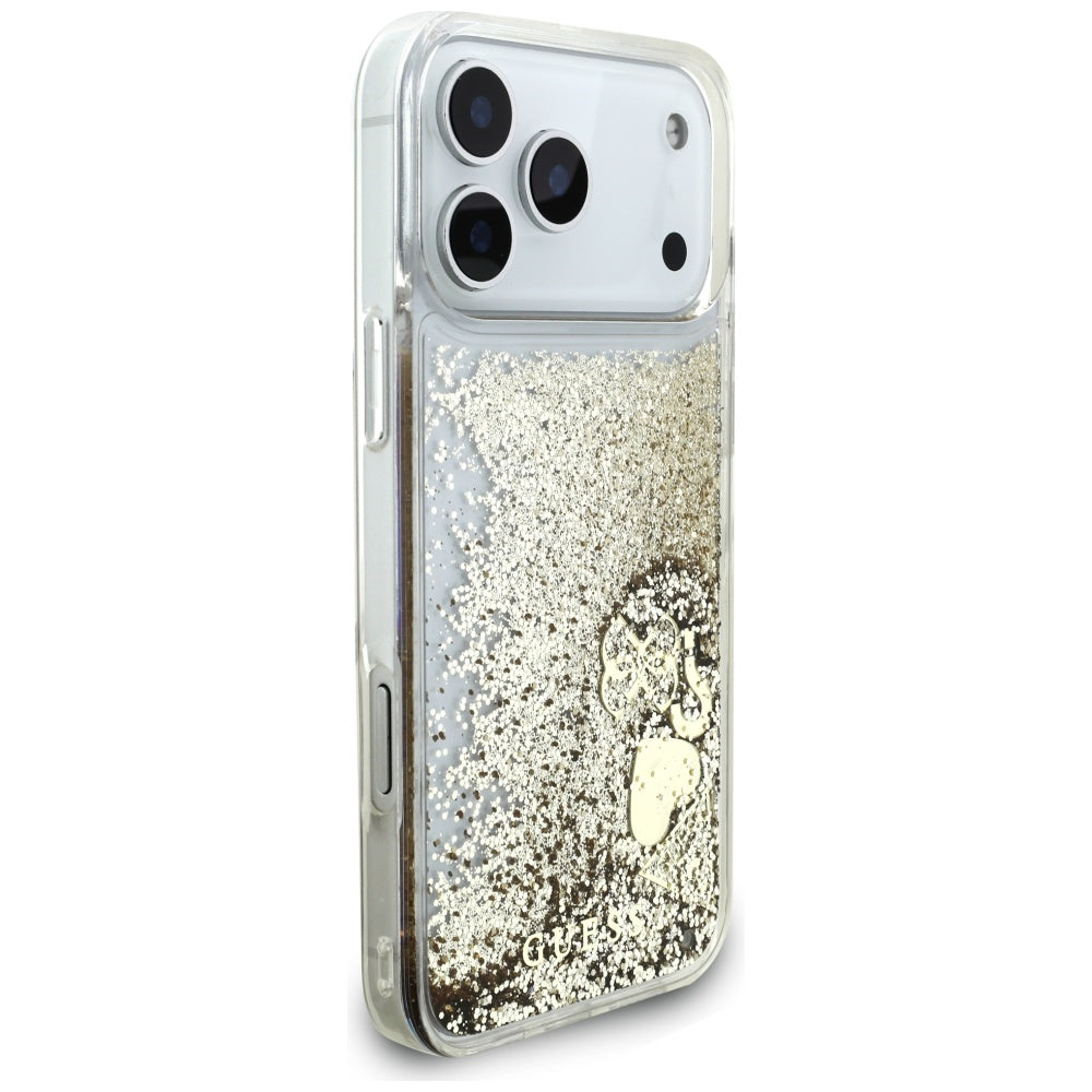 Puzdro pre Apple iPhone 17 Pro, Guess, Liquid Glitter Charms, Zlaté