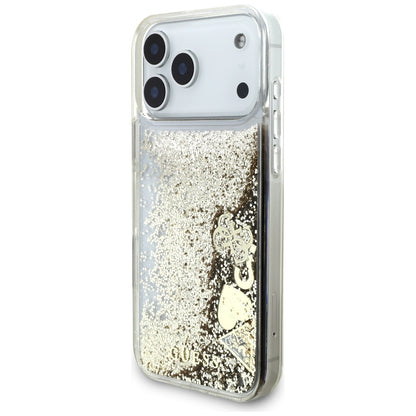 Puzdro pre Apple iPhone 17 Pro, Guess, Liquid Glitter Charms, Zlaté