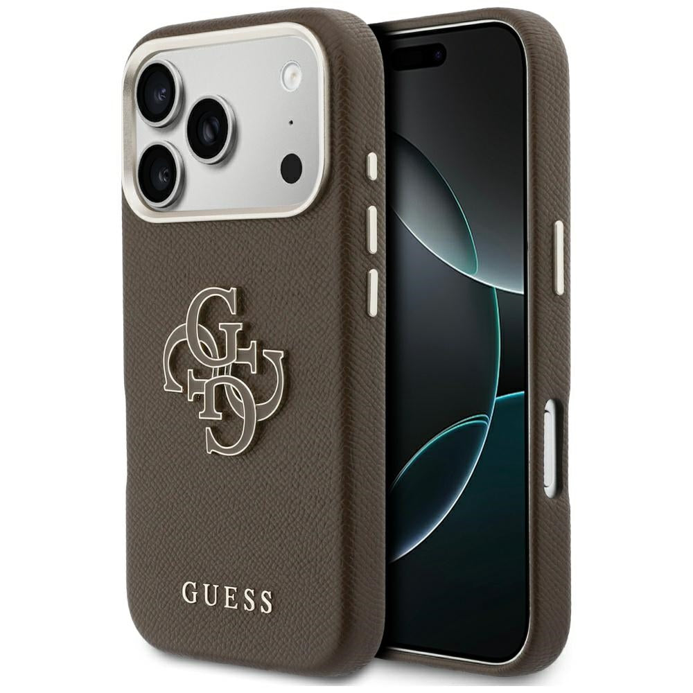Puzdro pre Apple iPhone 17 Pro, GUESS, Resin Logo, Hnedé