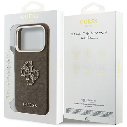 Puzdro pre Apple iPhone 17 Pro, GUESS, Resin Logo, Hnedé