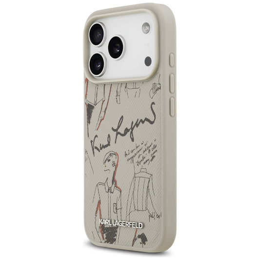 Puzdro pre Apple iPhone 17 Pro, Karl Lagerfeld, Grained Pattern Logo, Sivá