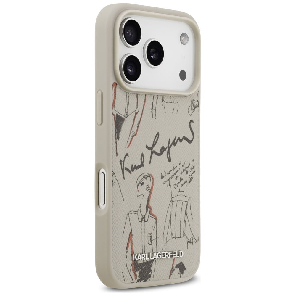Puzdro pre Apple iPhone 17 Pro, Karl Lagerfeld, Grained Pattern Logo, Sivá