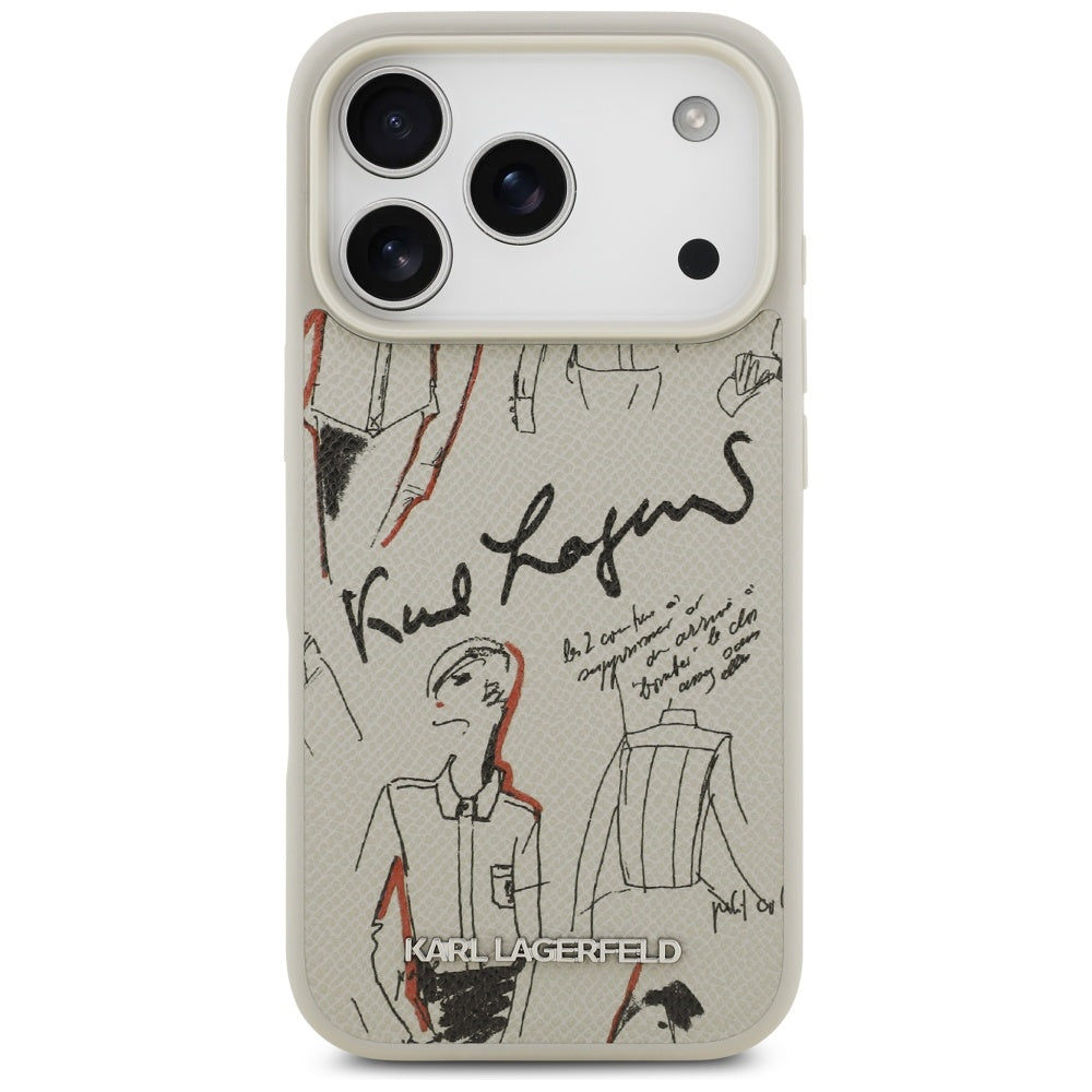Puzdro pre Apple iPhone 17 Pro, Karl Lagerfeld, Grained Pattern Logo, Sivá