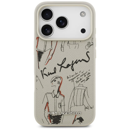 Puzdro pre Apple iPhone 17 Pro, Karl Lagerfeld, Grained Pattern Logo, Sivá
