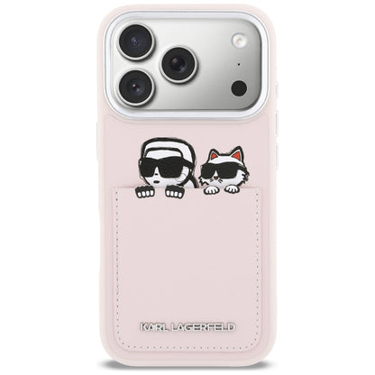 Puzdro pre Apple iPhone 17 Pro, Karl Lagerfeld, Karl & Choupette Print with Pocket, Ružová