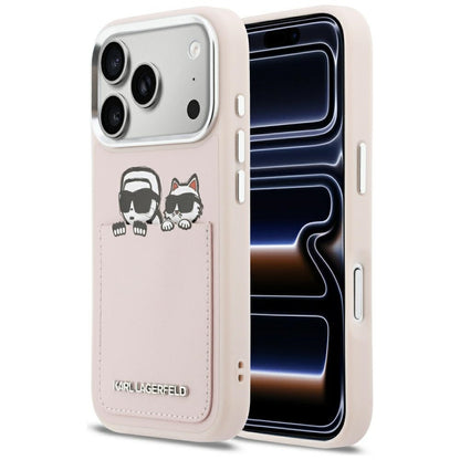 Puzdro pre Apple iPhone 17 Pro, Karl Lagerfeld, Karl & Choupette Print with Pocket, Ružová