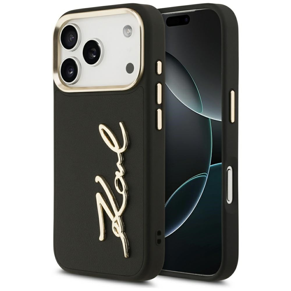 Puzdro pre Apple iPhone 17 Pro, Karl Lagerfeld, Script Logo, Čierne