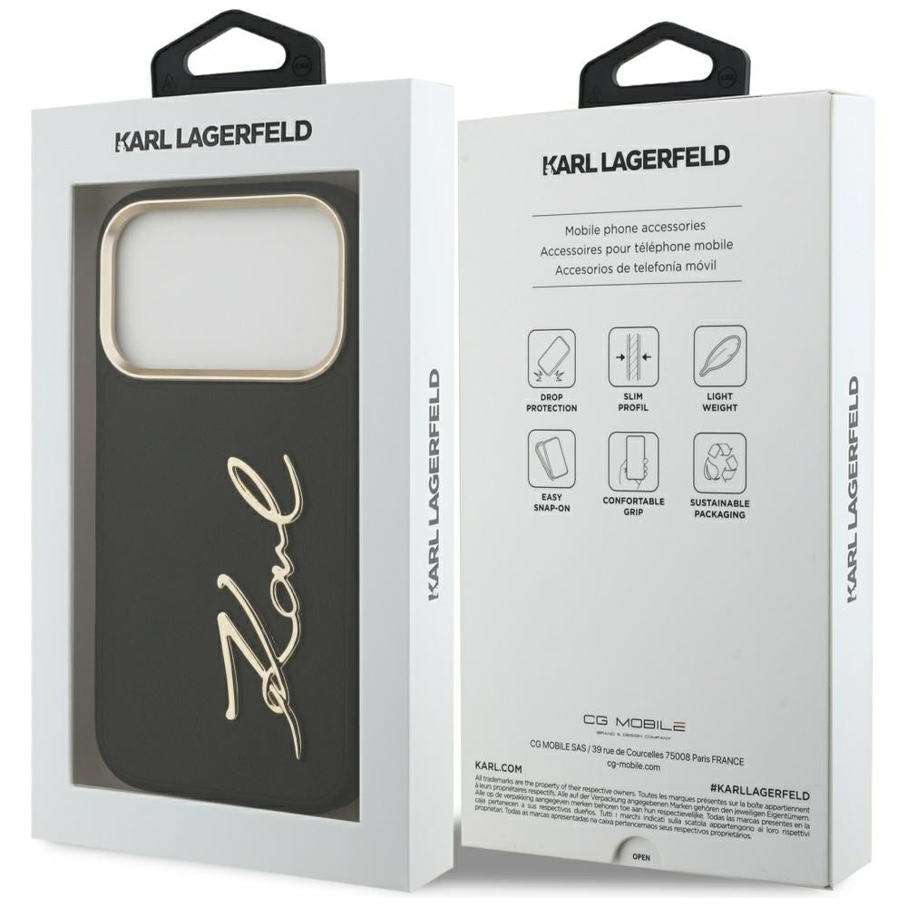 Puzdro pre Apple iPhone 17 Pro, Karl Lagerfeld, Script Logo, Čierne