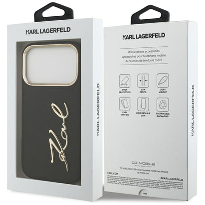 Puzdro pre Apple iPhone 17 Pro, Karl Lagerfeld, Script Logo, Čierne