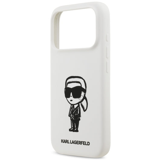 Puzdro pre Apple iPhone 17 Pro, Karl Lagerfeld, Sketch and Logo Karl, Biela