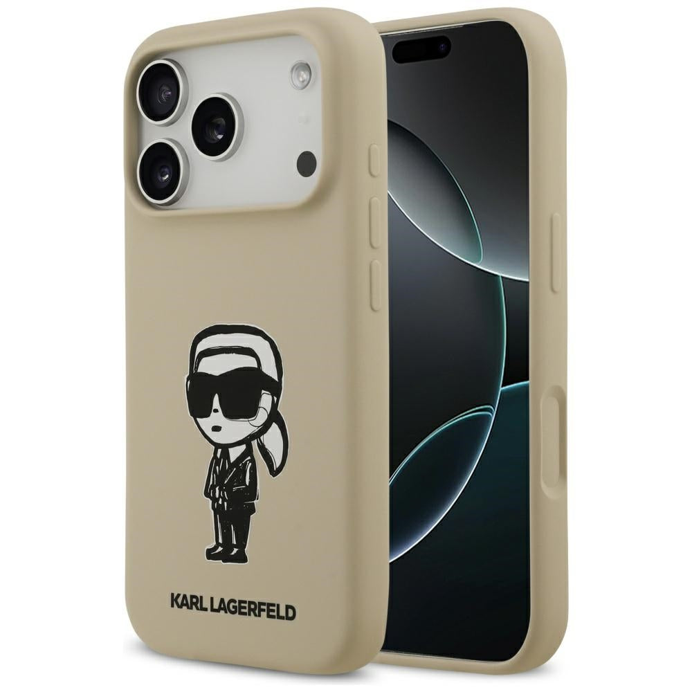 Puzdro pre Apple iPhone 17 Pro, Karl Lagerfeld, Sketch and Logo Karl, Hnedé