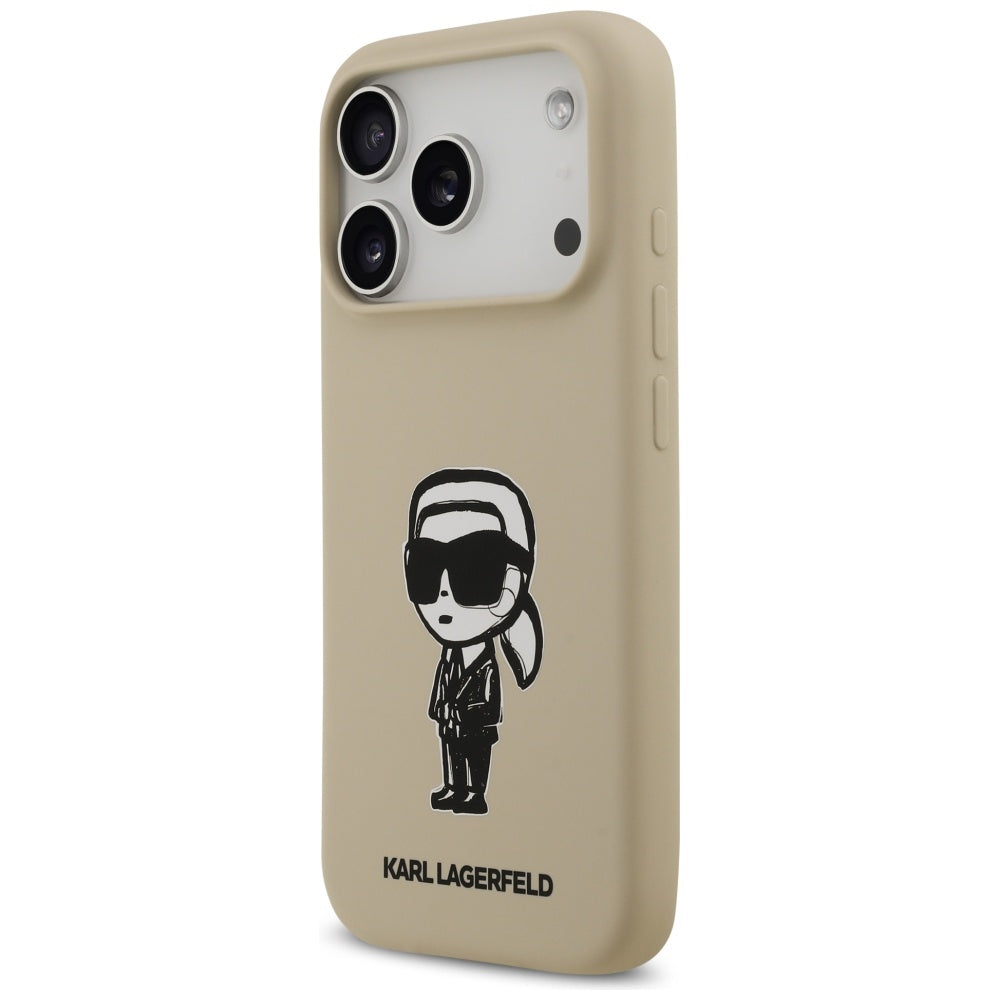 Puzdro pre Apple iPhone 17 Pro, Karl Lagerfeld, Sketch and Logo Karl, Hnedé