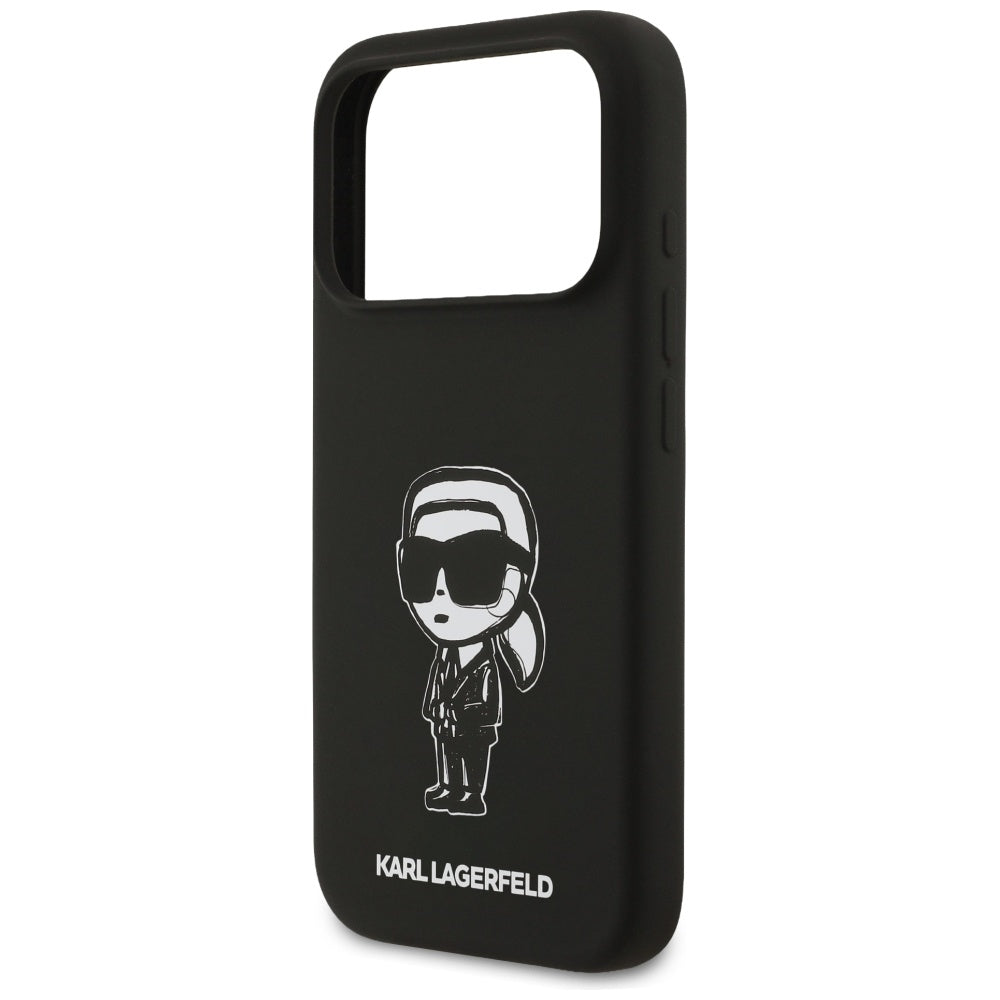 Puzdro pre Apple iPhone 17 Pro, Karl Lagerfeld, Sketch and Logo Karl, Čierne