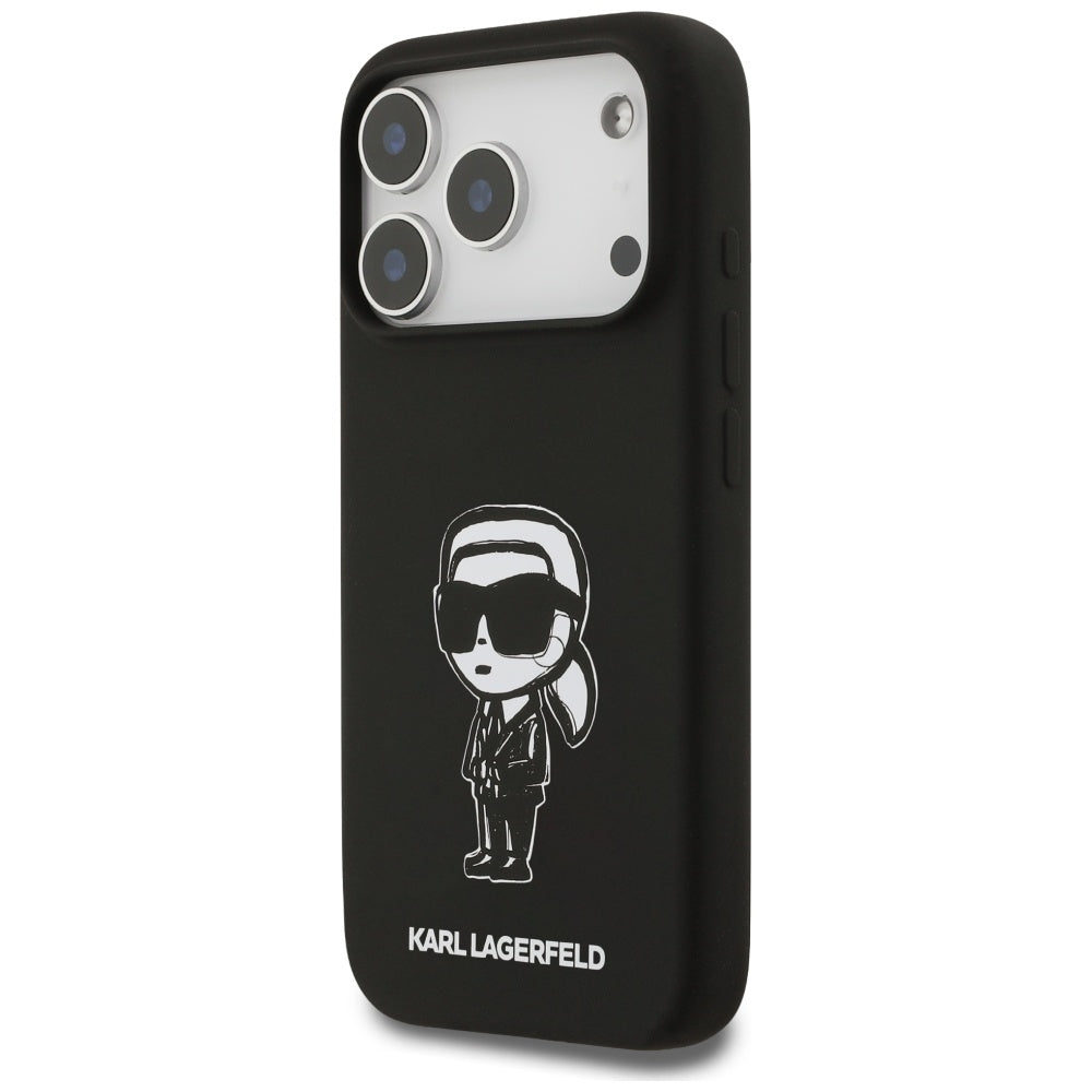 Puzdro pre Apple iPhone 17 Pro, Karl Lagerfeld, Sketch and Logo Karl, Čierne
