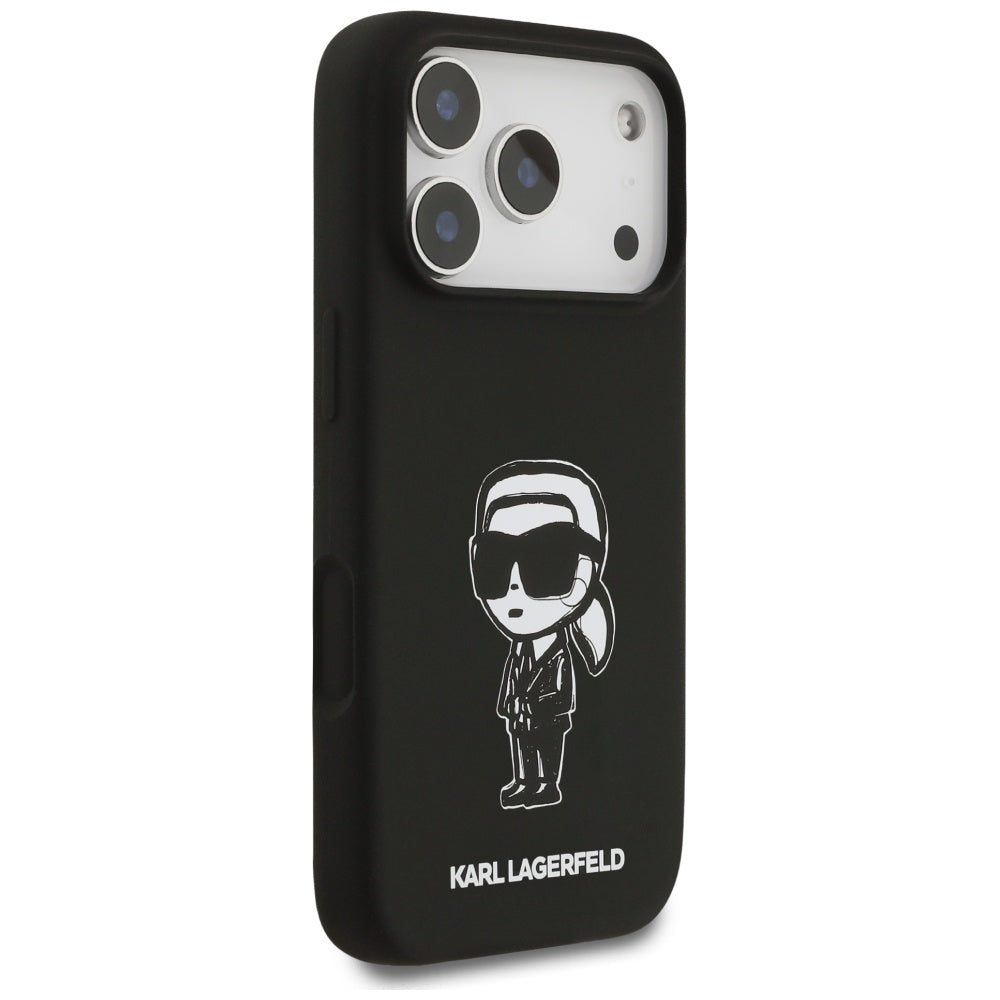 Puzdro pre Apple iPhone 17 Pro, Karl Lagerfeld, Sketch and Logo Karl, Čierne
