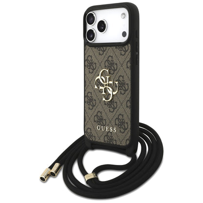 Puzdro pre Apple iPhone 17 Pro Max, Guess, 4G CBDY Big Logo with Cord Strap, Hnedé