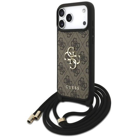 Puzdro pre Apple iPhone 17 Pro Max, Guess, 4G CBDY Big Logo with Cord Strap, Hnedé