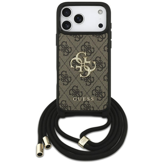 Puzdro pre Apple iPhone 17 Pro Max, Guess, 4G CBDY Big Logo with Cord Strap, Hnedé