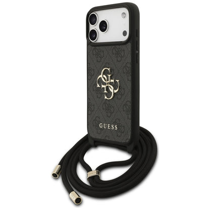 Puzdro pre Apple iPhone 17 Pro Max, Guess, 4G CBDY Big Logo with Cord Strap, Čierne